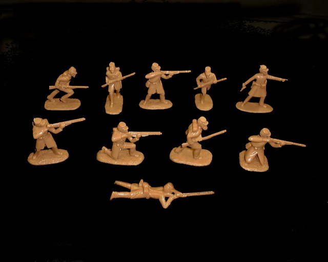 Confederate Infantry 16 figures in 8 poses (butternut) (5461)  <font color=#CC0000>(54mm) </FONT>