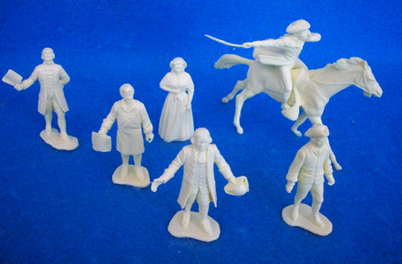 Paul Revere , Johnny Tremain and the Sons of Liberty Colonial Characters 6 poses (cream) +horse (54mm) 