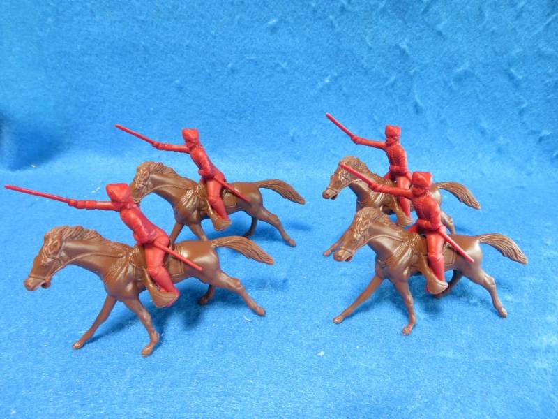 Revolutionary War Mounted Hessians (Red) w/ Marx horses X 4